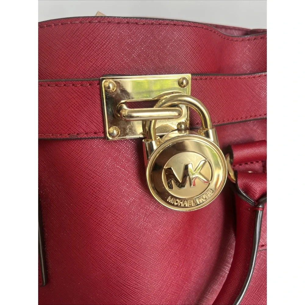 MICHAEL Michael Kors Hamilton Satchel Red Saffiano Leather